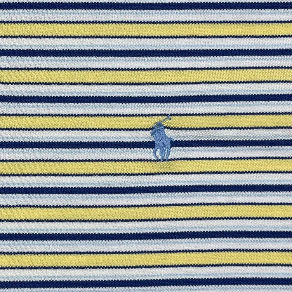 Polo Ralph Lauren Golf Fit Short Sleeve Shirt Men's L Striped Yellow Blue Preppy